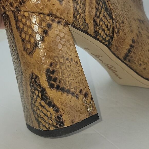 Sam Edelman Codie Snake-Embossed Leather Ankle Boots - Picture 14 of 16